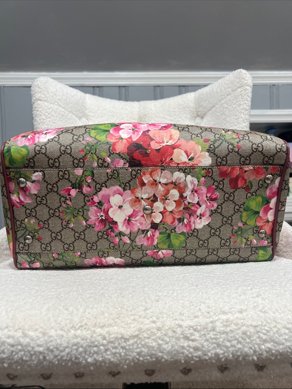 Gucci GG Supreme Blooms Floral Boston Travel Duffel Bag Rare - Picture 3 of 14